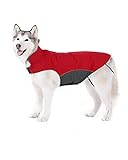 Bwiv cappotto invernale per cani grandi giubbotto impermeabile foderato in pile con apertura per guinzaglio Rosso 5XL