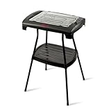 Girmi BQ22 Barbecue Elettrico con Stand, 2000 W, Griglia INOX 34 x 24,5 cm, Piano d'appoggio, Regolazione temperatura, Vassoio raccogli grasso, Resistenza in acciaio corazzato