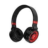 TECHMADE Cuffie Wireless Bluetooth 5.1 - HiFi con Isolamento Acustico, Microfono Integrato - Slot SD 32gb, Cavo Jack 3,5mm Incluso - Pieghevoli, Compatibili con Pc, Tablet e Smartphone (rosso)