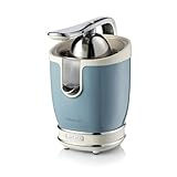 Ariete Spremiagrumi Vintage 413, Spremiagrumi Elettrico con Leva, 2 Coni per Frutti Grandi e Piccoli, Beccuccio Salvagoccia, Motore Silenzioso, Spremitura Professionale, 85W, Celeste