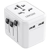 LENCENT Adattatore Spina Universale da Viaggio, Presa Internazionale con 2 Porte USB, Mini & Compatto, Caricatore Presa USB da Viaggio per Europa/Stati Uniti/Regno Unito/AUS, per 200+ Paesi -Bianco
