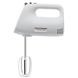 Kenwood HMP30.A0WH Sbattitore Elettrico, Pratico e Potente, Facile Utilizzo, 5 velocità+Pulse, in Dotazione 2 ganci e 2 fruste, Pratico Tasto di Rilascio ganci/fruste, Potenza 450Watt, Plastica,Bianco