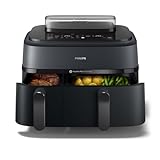 Philips Airfryer Serie 5000 doppio cestello con vapore-Frittura ad aria, cottura a vapore o combinata 19 metodi di cottura; Capacità 9L (3L + 6L), Tecnologia RapidAir Plus, Auto SteamClean (NA550/00)
