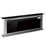 Klarstein Cappa aspirante Downdraft 90 cm Bianco, per cucine Flusso d'aria 576 m³/h, 10 modalità di ventilazione, Incasso con modalità di ricircolo, Classe di efficienza energetica A+