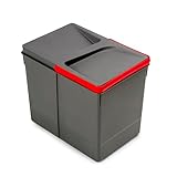 Emuca - Pattumiera, Scomparti di Riciclaggio per Base da Tagliare, Vassoio Altezza 266 mm e capacità 15 Litri, Colore: Grigio, Altezza 266 mm (1 x 15 L)