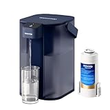 Waterdrop Caraffa filtrante elettrica istantanea con filtro per 3 mesi, sistema di filtraggio dell'acqua da banco da 3,5 l, riduce cloro, piombo, mercurio, riduce PFAS, PFOA/PFOS, 757 litri, blu (non