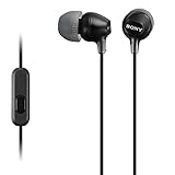 Sony MDR-EX15AP - Cuffie in-ear con microfono, Auricolari in silicone, Nero