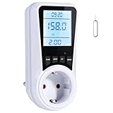 Vinabo Misuratore Consumo Elettrico con LCD, Contatore Energia Elettrica 16A/3680W, 7 Modalità Monitoraggio, Protezione Sovraccarico, Presa Consumo Energia