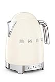 Smeg, Bollitore Temperatura Variabile KLF04CREU 1,7L, Più Livelli di Temperatura, Filtro Anticalcare Lavabile, Autospegnimento di Sicurezza, Indicatore Livello Acqua, Avvolgicavo, Potenza 2400W, Panna
