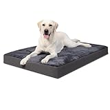 Favodormir Cuccia Cane Interno Taglia Grande Sfoderabile e Lavabile, Ortopedica Cuscino Letto per Cani Base Antiscivolo Materassino Cane Esterno, Grigio Scuro, 91x68x7cm