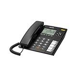 ALCATEL T78 - Telefono Fisso a Filo - Grande Display Alfanumerico - Vivavoce - Blocco Chiamate - Indicatore Luminoso Chiamata in Arrivo - Tasto Richiamata - 8 Tasti di Memoria Diretta - Nero