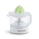 Orbegozo EP 1510, Spremiagrumi elettrico, funzione di avvio e arresto automatico, 25 W, capacità 0,5 L, lavabile in lavastoviglie, 2 coni rimovibili, colore bianco