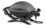 Weber Barbecue elettrico Q 1400 / barbecue urbano portatile, griglia in ghisa smaltata con elemento riscaldante veloce, superficie 43x32 cm, vaschetta grasso estraibile e cavo da 1,8 m, nero