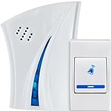 Retoo Campanello senza fili con portata 180 m e 32 melodie, campanello con livelli di volume 110 dB, campanello per porta di casa con ricevitore plug-in per appartamenti, giardino, campanello, bianco