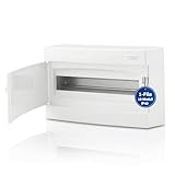 Intratec Centralino da Incasso Esterno 1 Fila – IP40 Quadro Elettrico per 18 Moduli con Porta Bianca per Facile Installazione in Casa e in Ambienti Professionali – 236 x 396 x 112 mm