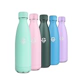 Borraccia Termica 500ml, Borraccia Acciaio Inox, Bottiglia Termica Doppia Parete, Senza BPA, Riutilizzabile e Antigoccia, Borraccia per Bambini, Scuola, Ufficio, Sport, Palestra, Campeggio, Viaggio