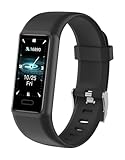 Cloudpoem Orologio Fitness Uomo Donna Bambini Contapassi da Polso Smartwatch Smartband Cardiofrequenzimetro Cronometro Conta Calorie KM Sonno Notifice Messaggi Impermeabile IP68 per Android iOS Nero