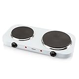 Tristar Doppia piastra elettrica – ø 15,5 e 18,5 cm – 2 termostati – 5 impostazioni di calore regolabili individualmente – 2500 W – Bianco – KP-6245