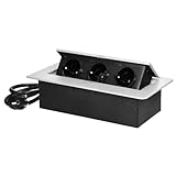 Miratic Multipresa a Scomparsa con Bordo Piatto Ciabatta Estraibile Presa da Incasso Retrattile Vari Colori Cavo da 1,5 m 3x2 Poli e Terra Schuko (bianco)