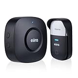 Campanello senza fili 'EURA' WDP-52A3 - cinetico, senza batteria, ampliabile, 230 V CA, 38 melodie, portata fino a 200 m, IP55, portanome - nero