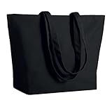 Artexia Borsa Shopper Donna Tote Bag Shopper Cotone 280grm Borsa di Stoffa Borsa di Tela (50x37x16cm, Nero)