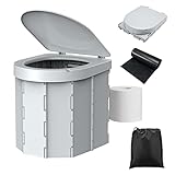 WADEO WC da Campeggio aggiornato, Portatile per Adulti, Pieghevole con Coperchio e portarotolo, Perfetto per Viaggio, Auto