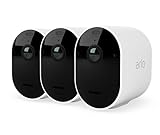 Arlo Pro4 Spotlight, 3 Telecamere di videosorveglianza wi-fi 2K HDR, con faro e allarme, Sensori movimento, Visione notturna a colori, non richiede base, 90 giorni di Arlo Secure inclusi, Bianco