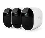 Arlo Pro 4 Telecamera Wi-Fi Esterno Senza Fili, 2K HDR, 160° Visione Notturna Colori, Sirena, Rilevamento Movimento, Audio Bidirezionale, Prova Arlo Secure Inclusa, 3 Telecamere, Bianche