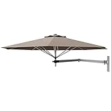 GYMAX Ombrellone da Parete a Braccio, con Testa Inclinabile e Supporto Regolabile, Ombrellone da Esterno con 8 Costole Robuste, per Balcone, Giardino, Cortile (Marrone Scuro)