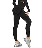 DUROFIT Leggins Donna Push up Leggings Sportivi Vita Alta Anticellulite Pantaloni Palestra per Fitness Yoga Pant Nero S