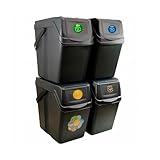 PROSPERPLAST Set di 4 secchi da riciclaggio 100 l sortibox in plastica in colore antracite, 4 x 25 l