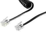 1aTTack.de 1x 2m - Cavo telefonico RJ10 (chiamato anche RJ9, RJ22) spina cornetta spirale telefonica RJ10 telefono fisso cornetta nero
