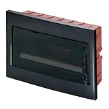 Quadro elettrico IP40, montaggio ad incasso, 18 moduli, 430x260x80mm, cornice nera, Centralino con portello trasparente fume', scatola di distribuzione per installazioni elettriche, professionale
