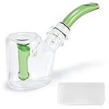 WANNTO Pipa per tabacco 2 in 1 in vetro e mini bong per acqua, 15,5 cm, in borosilicato resistente, con custodia