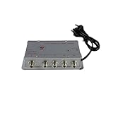 TEMPO DI SALDI Amplificatore antenna Tv 4 Uscite 220V, compatibile con Digitale Terrestre analogico o digitale, Amplificatore Segnale Tv da Interno, Potenziatore Segnale facile da installare