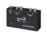 Dynavox TC-20 preamplificatore phono, custodia metallica compatta, per giradischi con sistemi a capsule MM, nero