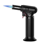 Sondiko Cannello da Cucina, Cannello Ricaricabile con Blocco di Sicurezza e Fiamma Regolabile per Bricolage, Creme Brulee, Barbecue e Cottura, Gas Butano Non Incluso