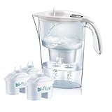 LAICA Stream Line Caraffa Filtrante - 2,3L - Bianca - Timer Digitale - 3 Filtri bi-flux Inclusi, Preserva i Sali Minerali Utili all'Organismo e Riduce Cloro e Metalli Pesanti - Made in Italy
