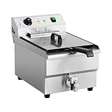 Royal Catering Friggitrice Elettrica Con Zona Fredda e Rubinetto di Scarico 400 V (16 litri, 6.000 W, Acciaio inox, 50-200 °C)