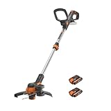 WORX WG163E Decespugliatore Tagliabordi a Batteria 20V, stelo in Alluminio regolabile, Rasaerba Elettrico da Giardino, Diametro Taglio 30 cm e filo da 1.65 mm - 2 Batterie Incluse
