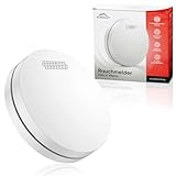 ALPENLUFT Rivelatore di fumo 10 anni di batteria, sensore fumo piatto, rilevatore fumo, | Senza perforazione, Senza lampeggiamento LED - Protezione antincendio da fumo (Set con 1)