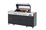 Tarrington House Barbecue a Gas con 6+1+1 Bruciatori Varley, Acciaio/Acciaio Inox, 72 kW, Coperchio con Termostato, Termometro Digitale, Bruciatore a Infrarossi, Armadio, Nero/Argento