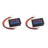 PintoHardware 2 X Voltmetro Amperometro 0,28' Digitale LED, DC 0-100V 10A, Rilevatore Di Tensione Doppio Schermo, Multimetro Amperaggio Misuratore, 2 in 1 Tester Di Corrente, cavi di collegamento