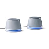 Amazon Basics Altoparlanti stereo 2.0 per PC fisso o portatile, ingresso AUX da 3,5 mm, alimentazione USB, 1 paio, argento