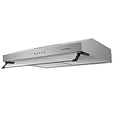 .Jago® Cappa Aspirante - Sottopensile/da Parete, 60 cm, 3 Velocità, 201,6 m³/h, Scarico Esterno e Ricircolo, Filtro a Carbone e 2 Antigrasso, LED, Inox - Cappa da Cucina, Incasso