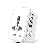 Amoner Adattatore Universale da Viaggio, Presa Universale da Viaggio 2 USB C e 2 USB A, 2KW Adattatore Presa per Inglese, Americana, Svizzera, Francia, Giappone, Italiana, Irlanda e 200+ Paese