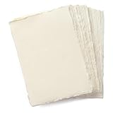 Wanderings Carta A4 Avorio Realizzata a Mano Con Bordo a Ponte - 50 Fogli - Di Cotone Per Acquerelli/Tecnica Mista - Dipinti, Disegni, Lettere, Cancelleria - 150 GSM - Grandi Dimensioni 21 x 30 cm