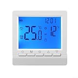 Termostato domestico digitale programmabile, Regolatore di temperatura intelligente, Termostato della caldaia a gas, Termostato di riscaldamento LCD a parete (blu)