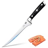 SHAN ZU Coltello per Sfilettare 7 inch - Bordo Disossare Pesce e Carne, Coltello da Pesce Professionale in Acciaio Inossidabile al Carbonio Super Affilato
