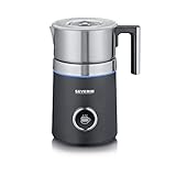 SEVERIN Montalatte Elettrico a Induzione, 700 ml, 500W, 13 programmi, Funzione Cioccolata Calda, Display OLED, Temperatura Regolabile, Contenitore Inox Lavabile, 19,5 x 15,5 x 25,0 cm, Nero - SM 3587